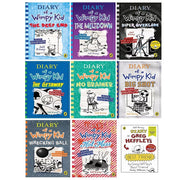 Set of Diary of a Wimpy Kid Series 9 books by Jeff Kinney, featuring colorful covers from the Meltdown Books collection.