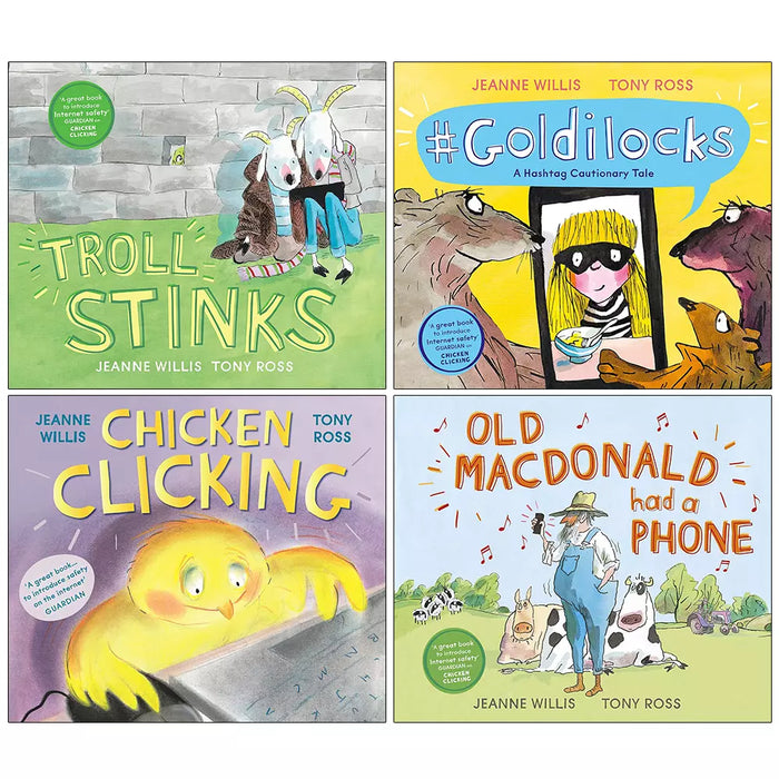 Jeanne Willis Collection 4 Books Set Troll Stinks!, Goldilocks, Chicken Clicking - The Book Bundle