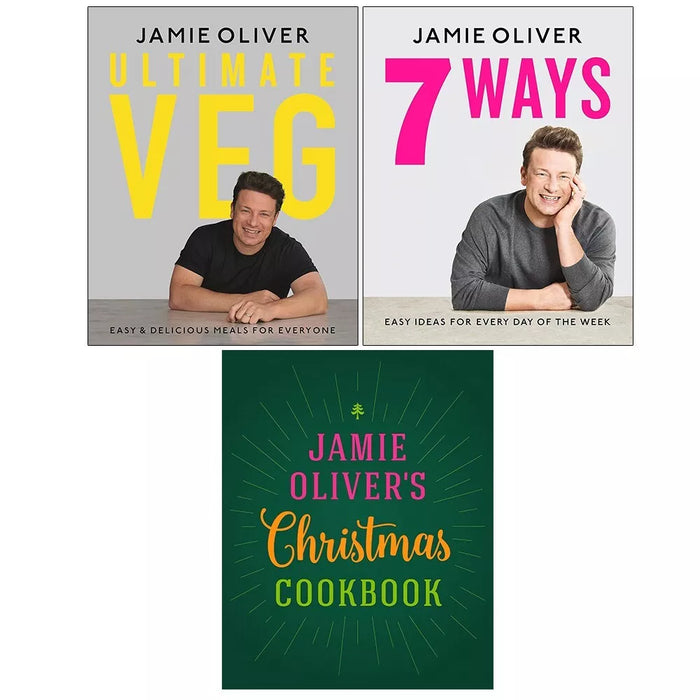 Jamie Oliver Collection 3 Books Set Christmas Cookbook, Ultimate Veg, 7 Ways - The Book Bundle