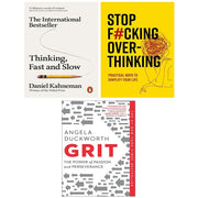 Thinking Fast and Slow,Grit Angela Duckworth,Stop F*cking Over-thinking 3 Books Set - The Book Bundle