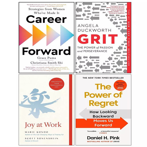Career Forward,Power of Regret,Joy at Work(HB),Grit Angela Duckworth 4 Books Set - The Book Bundle