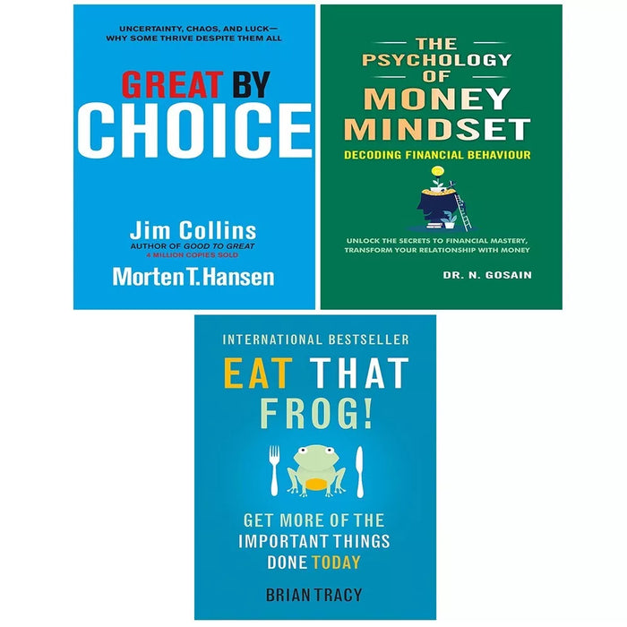 Great by Choice, Psychology of Money Mindset N Gosain, Eat That Frog 3 Books Set - The Book Bundle