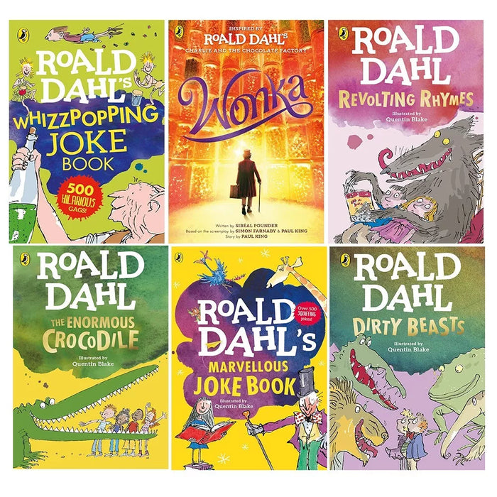 Roald Dahl Colllection 6 Books Set (Marvellous Joke, Enormous Crocodile, Wonka ) - The Book Bundle