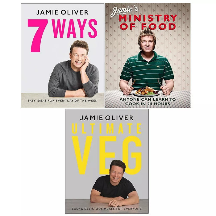 Jamie Oliver Collection 3 Books Set Jamie's Ministry Food, Ultimate Veg,7 Ways - The Book Bundle