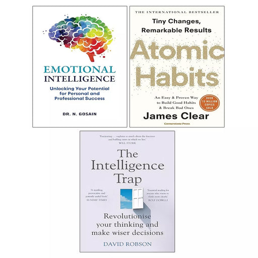 Atomic Habits, Intelligence Trap David Robson,Emotional Intelligenc 3 Books Set - The Book Bundle