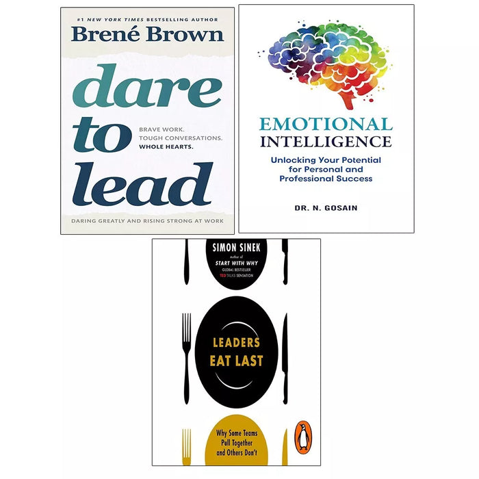 Emotional Intelligence, Leaders Eat Last Simon Sinek, Dare to Lead 3 Books Set - The Book Bundle