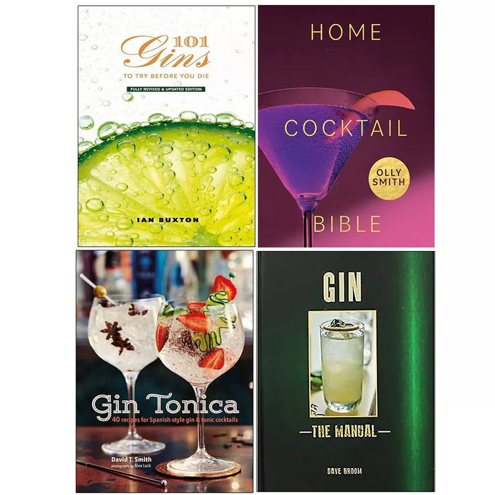 Gin Manual,101 Gins To Try Before,Gin Tonica, Home Cocktail Bible 4 Books Set - The Book Bundle