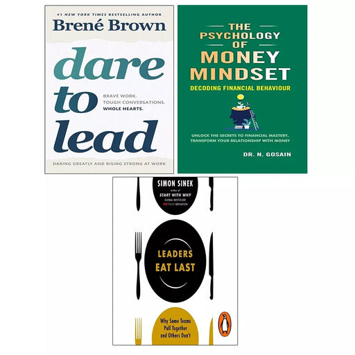 Psychology of Money Mindset, Leaders Eat Last Simon Sinek, Dare to Lead 3 Books Set - The Book Bundle