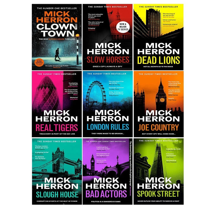 Slough House Series 9 Books Collection Set by Mick Herron Clown Town, Joe Country, Clown Town - The Book Bundle