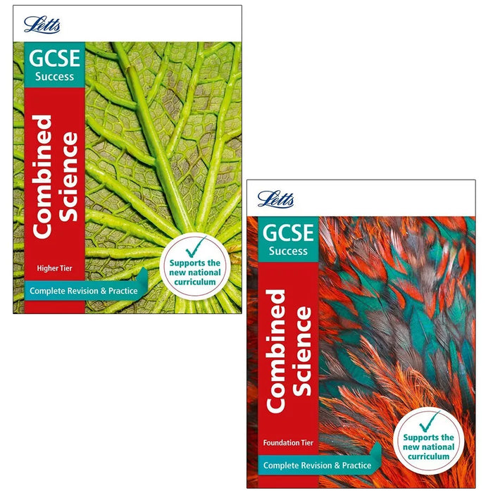Letts GCSE 9-1 Combined Science Foundation, Higher Revision Practice 2 Books Set - The Book Bundle