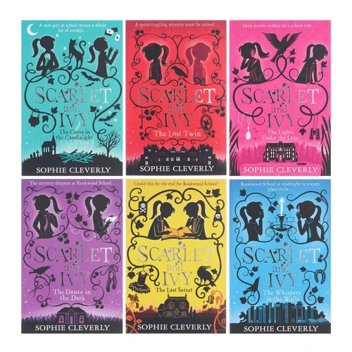 Six-book Scarlet and Ivy collection set by Sophie Cleverly, paperback fiction books with colorful cover designs.