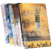 Conqueror 5-book collection set by Conn Iggulden, paperback fiction books, published by Harper Collins, featuring historical themes.