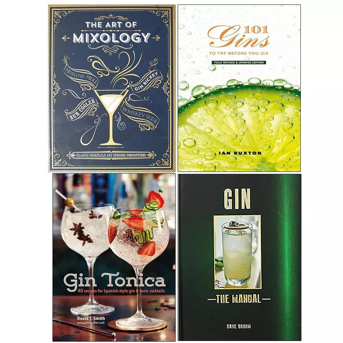 Gin Manual,101 Gins To Try Before You,Gin Tonica,Art Of Mixology 4 Books Set - The Book Bundle