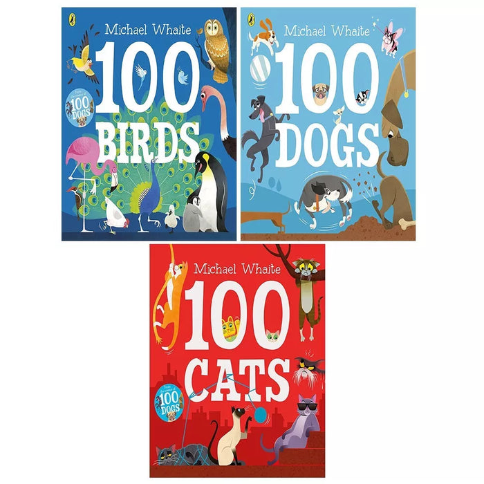 Michael Whaite Collection 3 Books Set 100 Dogs, 100 Cats, 100 Birds Paperback - The Book Bundle