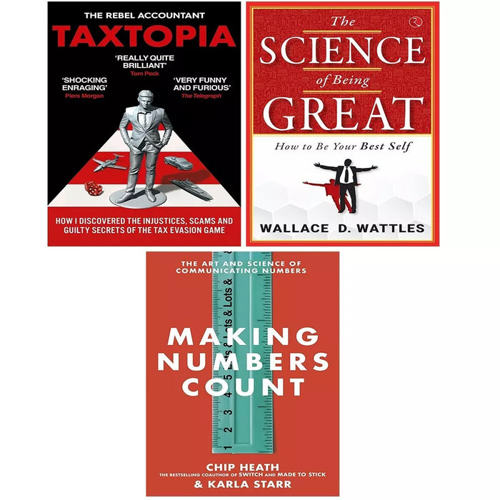 Taxtopia, Science of Being Great, Making Numbers Count Chip Heath[Hardcover] 3 Books Set - The Book Bundle