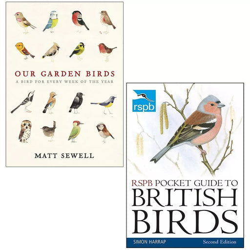 RSPB Pocket Guide to British Birds Matt Sewell, Our Garden Birds 2 Books Set - The Book Bundle