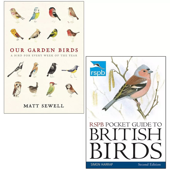 RSPB Pocket Guide to British Birds Matt Sewell, Our Garden Birds 2 Books Set - The Book Bundle