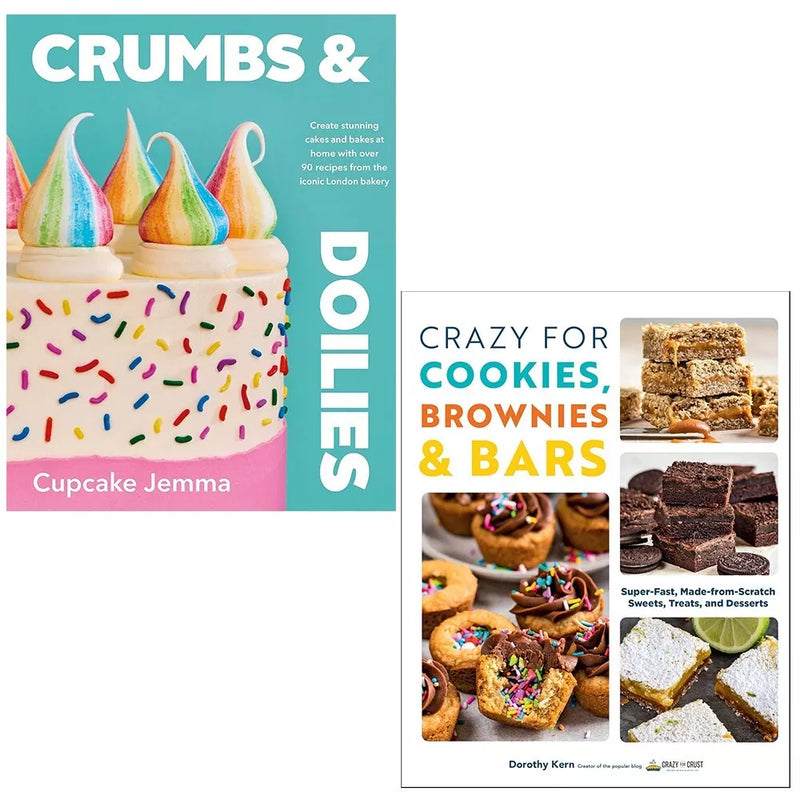 Crumbs and Doilies Cupcake Jemma,Crazy For Cookies Brownies Bars 2 Books Set - The Book Bundle