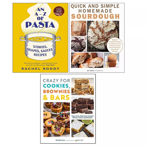 An A-Z of Pasta, Crazy For Cookies Brownies, Simple Homemade Sourdough 3 Books Set - The Book Bundle