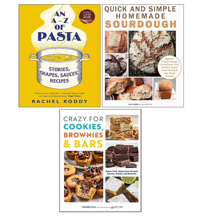 An A-Z of Pasta, Crazy For Cookies Brownies, Simple Homemade Sourdough 3 Books Set - The Book Bundle