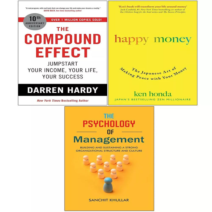 Happy Money, The Psychology of Management, The Compound Effect 3 Books Set - The Book Bundle