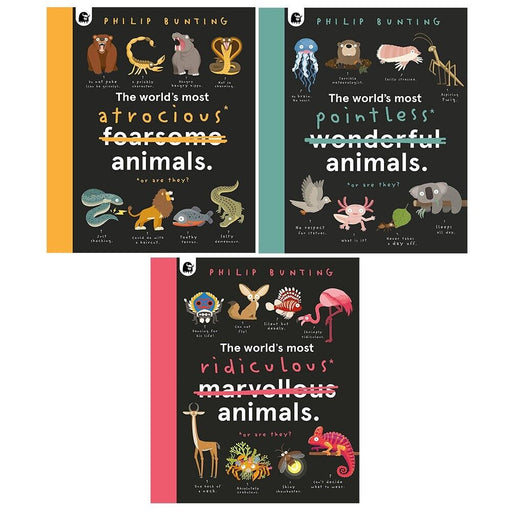 Philip Bunting Collection 3 Books Set Worlds Most Ridiculous Animals, Pointless - The Book Bundle