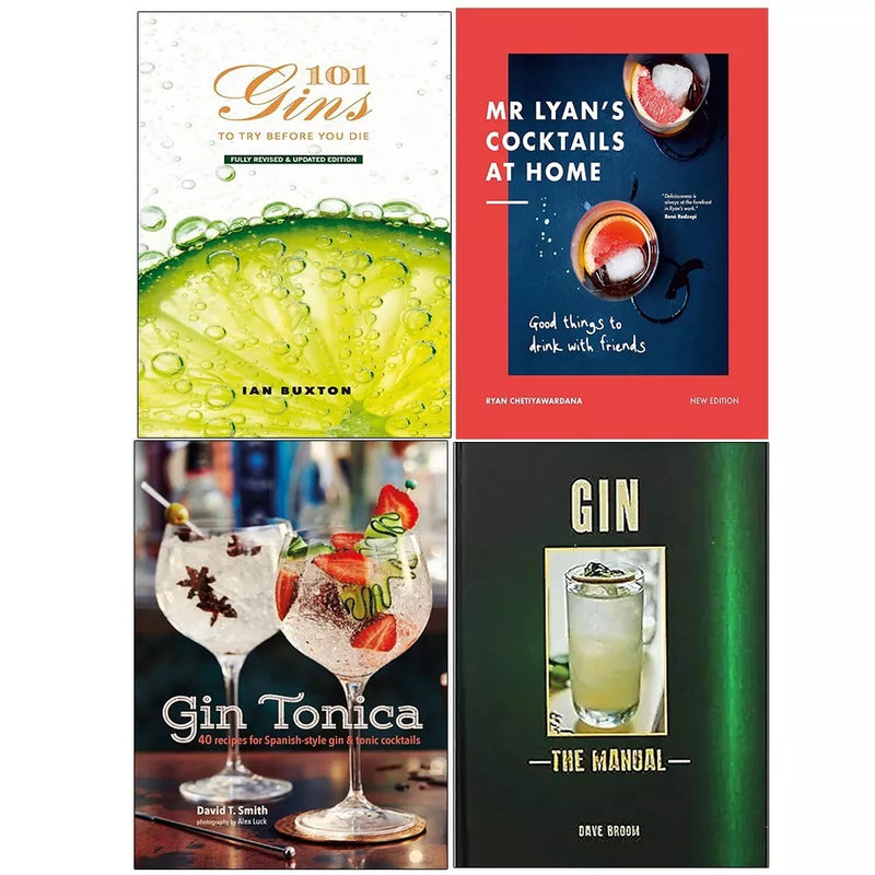 Gin Manual,101 Gins To Try Before,Gin Tonica,Mr Lyan’s Cocktails at Home 4 Books Set - The Book Bundle