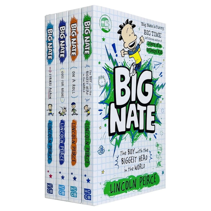 Big Nate Series 4 Books Collection Set By Lincoln Peirce (Strikes Again, Goes for Broke, on a Roll and The Boy with the Biggest Head in the World) - The Book Bundle