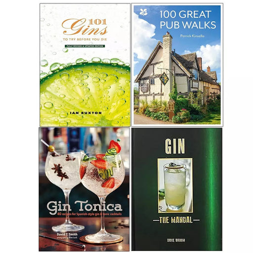 Gin Manual,101 Gins To Try Before,Gin Tonica, 100 Great Pub Walks 4 Books Set - The Book Bundle