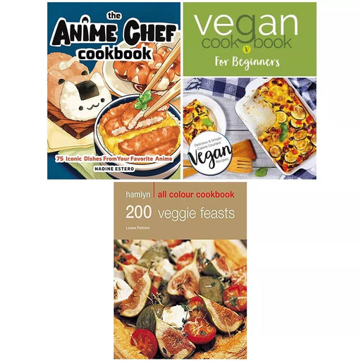 Anime Chef Cookbook,Hamlyn All Colour Cookery,Vegan Cookbook 3 Books Set - The Book Bundle