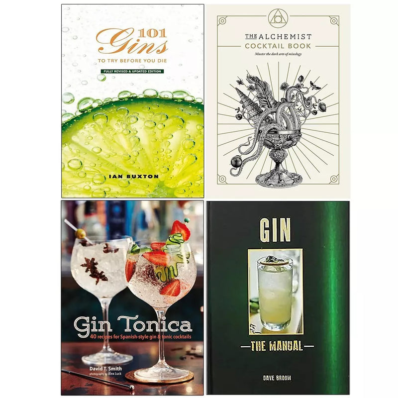 Gin Manual,101 Gins To Try Before,Gin Tonica,Alchemist Cocktail Book 4 Books Set - The Book Bundle