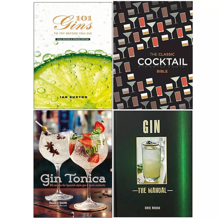 Gin Manual,101 Gins To Try Before,Gin Tonica, Classic Cocktail Bible 4 Books Set - The Book Bundle