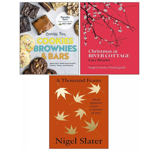 A Thousand Feasts, Christmas at River Cottage,Crazy Cookies Brownies 3 Books Set - The Book Bundle