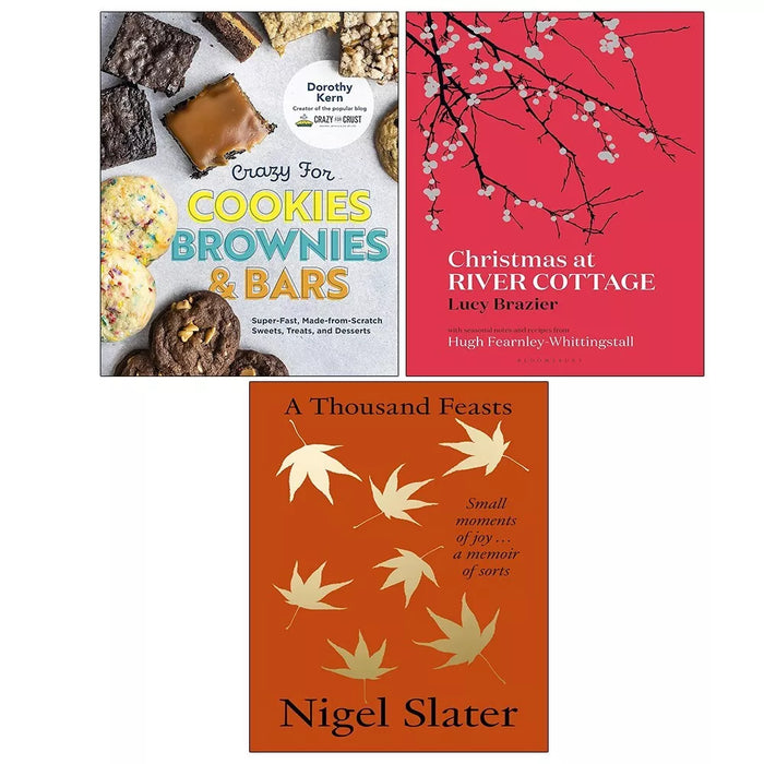 A Thousand Feasts, Christmas at River Cottage,Crazy Cookies Brownies 3 Books Set - The Book Bundle