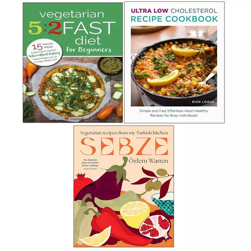 Vegetarian 5:2 Fast Diet Beginners,Sebze HB.Ultra Low Cholesterol Recipe 3 Books Set - The Book Bundle