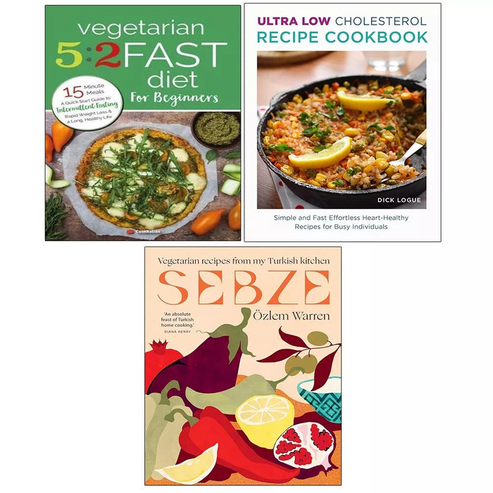 Vegetarian 5:2 Fast Diet Beginners,Sebze HB.Ultra Low Cholesterol Recipe 3 Books Set - The Book Bundle