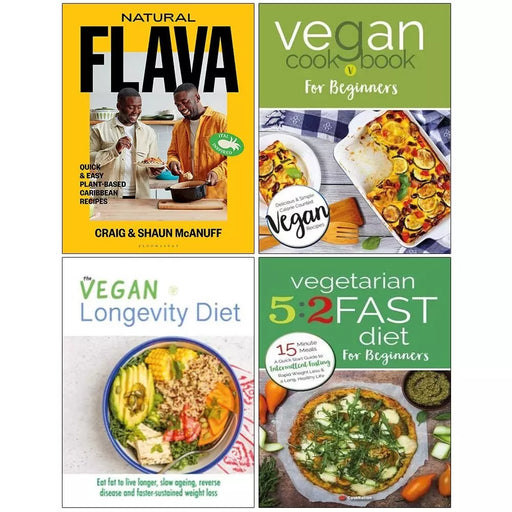 Natural Flava HB,Vegan Cookbook,Vegan Longevity Diet,Vegetarian 5:2 Fast 4 Books Set - The Book Bundle