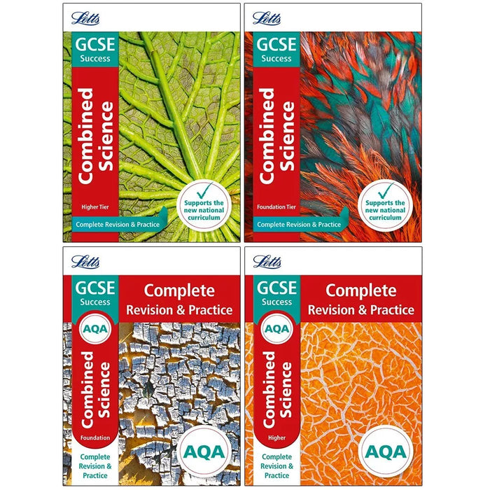 Letts AQA GCSE 9-1 Revision Success Combined Science Higher Foundation 4 Books Set - The Book Bundle