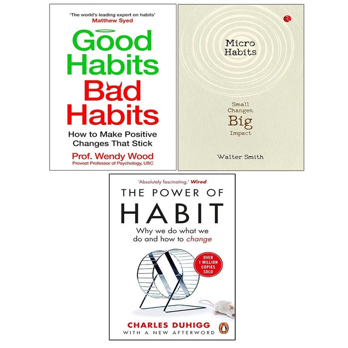 Micro Habits, Good Habits Bad Habits Wendy Wood, Power of Habit 3 Books Set - The Book Bundle
