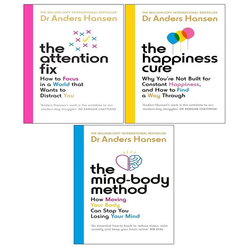 Dr Anders Hansen Collection 3 Books Set Attention Fix,Mind-Body Method,Happines - The Book Bundle