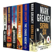 Six paperback books from the Gray Man series by Mark Greaney, featuring spy fiction in a Sphere collection.