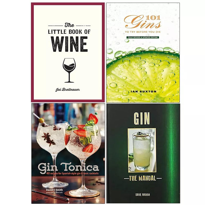 Gin Manual,101 Gins To Try Before,Gin Tonica, Little Book of Wine 4 Books Set - The Book Bundle