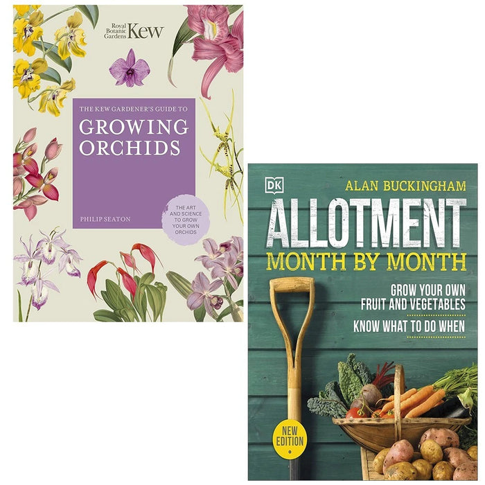 Kew Gardener's Guide to Growing Orchids,Allotment Month By Month 2 Books Set HB - The Book Bundle