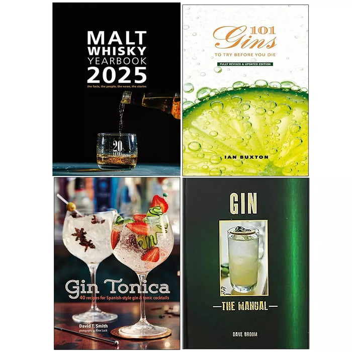 Gin Manual,101 Gins To Try Before,Gin Tonica, Malt Whisky Yearbook 4 Books Set - The Book Bundle