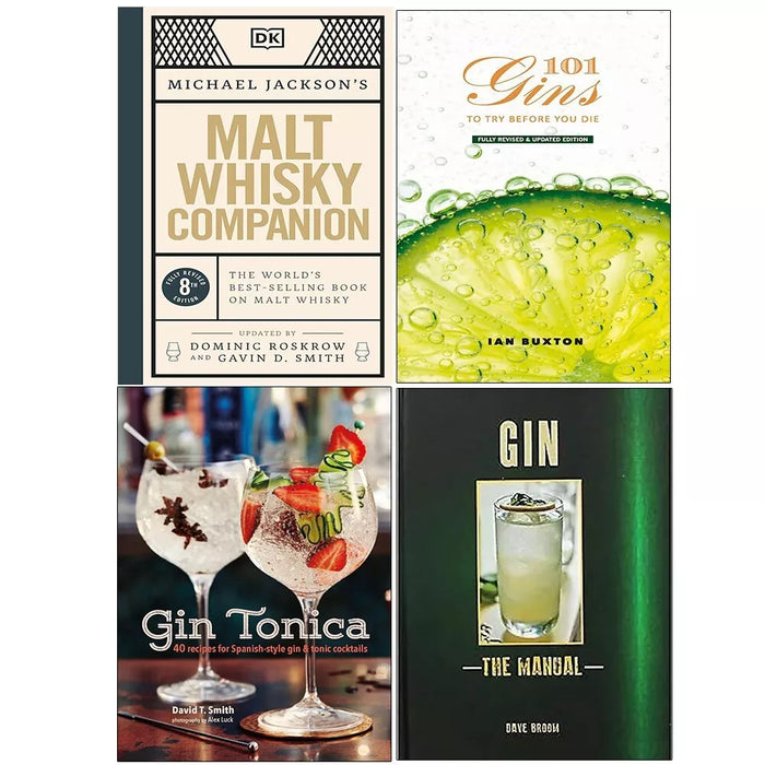 Gin Manual,101 Gins To Try Before,Gin Tonica,Malt Whisky Companion 4 Books Set - The Book Bundle