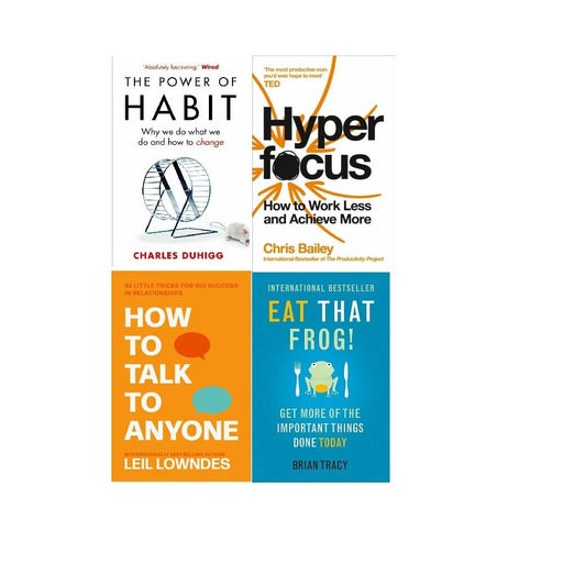 The Power of Habit, Hyperfocus, How to Talk & Eat That Frog 4 Books Collection Set - The Book Bundle