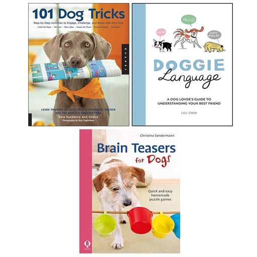 101 Dog Tricks,Doggie Language Lili Chin (HB),Brain Teasers for dogs 3 Books Set - The Book Bundle