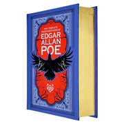 Leather-bound edition of Edgar Allan Poe's complete tales and poems, featuring ornate cover design and classic typography.