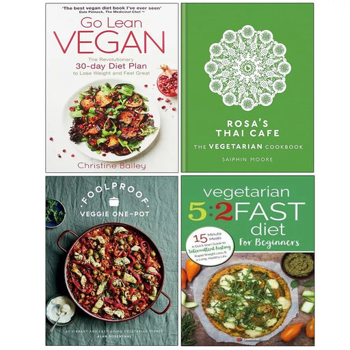 Rosa Thai Cafe HB,Foolproof Veggie,Vegetarian 5:2 Fast,Go Lean Vegan 4 Books Set - The Book Bundle