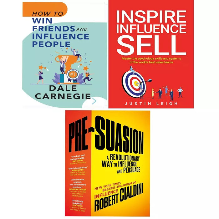 Inspire Influence Sell, Pre-Suasion, How To Win Friends Influence People 3 Books Set - The Book Bundle